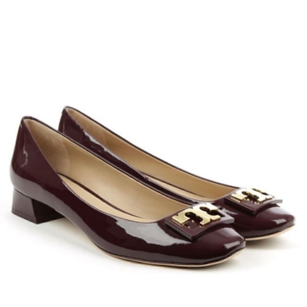 Tory Burch Gigi Burgundy Red Midi Heel Pump Size 7